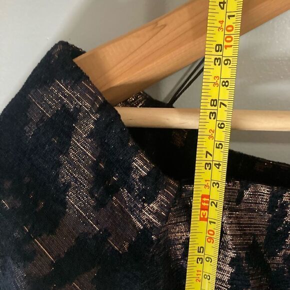 J. Mendel, Navy & Rose Gold Metal Chenille Jacquard Off Shoulder Dress Women’s 8 - Picture 8 of 15